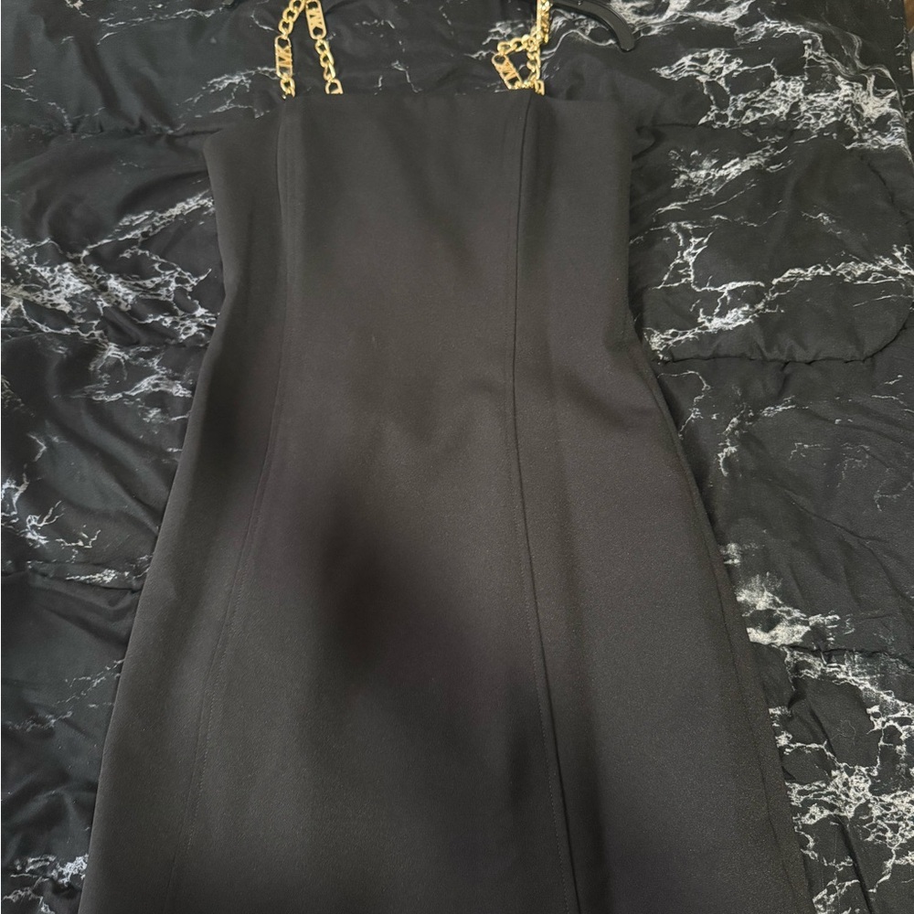 MICHAEL Michael Kors Black Dress with Gold Chain Straps
